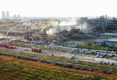 中国山東省の化学工場爆発事故 5人死亡、6人と連絡取れず