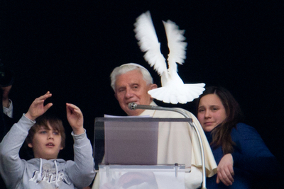 法王が大好き？放たれても舞い戻るハト、バチカン