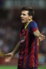 13-14スペイン1部リーグ第33節、グラナダ（Granada CF）対FCバルセロナ（FC Barcelona）。不満を表す仕草をみせるFCバルセロナのリオネル・メッシ（Lionel Messi、2014年4月12日撮影）。(c)AFP/JORGE GUERRERO