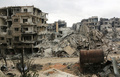 シリアの首都ダマスカス近郊の東グータで、反体制派が撤退した後のハラスタの町（2018年3月30日撮影）。(c) AFP PHOTO