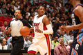 13-14NBA、マイアミ・ヒート（Miami Heat）対シャーロット・ボブキャッツ（Charlotte Bobcats）。ドリブルでボールを運ぶマイアミ・ヒートのマリオ・チャルマース（Mario Chalmers、2014年3月3日撮影）。(c)AFP/Getty Images/NBAE/Issac Baldizon