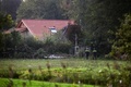 オランダ北部ドレンテ州ライナーボルト近郊で、親子6人が監禁されていたとみられる農家の周辺を調べる警察官（2019年10月16日撮影）。(c)Vincent Jannink / ANP / AFP