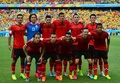 サッカーW杯ブラジル大会（2014 World Cup）グループA、ブラジル対メキシコ。試合前の写真撮影に臨むメキシコの選手（2014年6月17日撮影）。(c)AFP/YURI CORTEZ