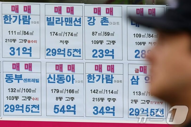 ソウル市内のある不動産仲介事務所に掲示された売り物件チラシ(c)news1