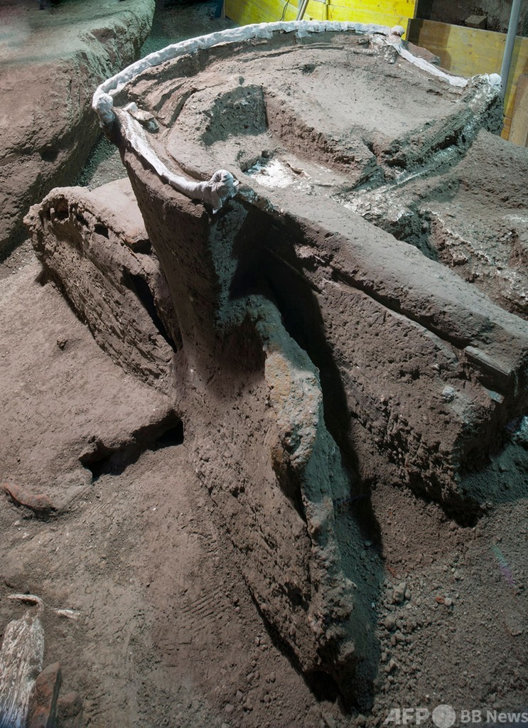 ポンペイ遺跡で馬車発掘、イタリアで「類がない発見」