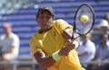 男子テニス、国別対抗戦デビスカップワールドグループ1回戦、アルゼンチン対ブラジル。リターンを打つブラジルのジョアン・ソウザ（2015年3月6日撮影）。(c)AFP/JUAN MABROMATA