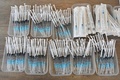 英ロンドン東部カナリーワーフで、新型コロナウイルスワクチン接種の講習会で使用するため準備された注射器（2021年1月30日撮影）。(c)JUSTIN TALLIS / AFP