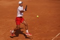 テニス、イタリア国際、男子シングルス準々決勝。リターンを打つノバク・ジョコビッチ（2020年9月19日撮影）。(c)Clive Brunskill/ POOL / AFP