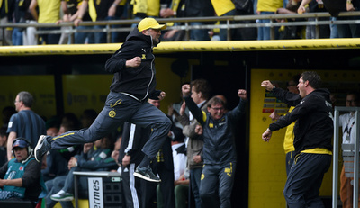 退任後はしばらく見られない？ピッチサイドで歓喜するクロップ監督