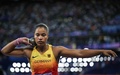 パリ五輪、陸上女子砲丸投げ決勝。試技に臨むドイツのヤミジ・オグンレイエ（2024年8月9日撮影）。(c)Andrej ISAKOVIC / AFP
