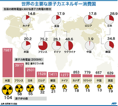【図解】世界の主要な原子力エネルギー消費国