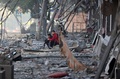 イスラエルによる空爆を受けた、パレスチナ自治区ガザ地区（2021年5月13日撮影）。(c)MOHAMMED ABED / AFP