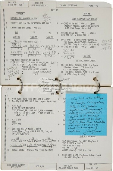 アポロ13号「奇跡の生還」助けたチェックリスト、3000万円で落札 写真1