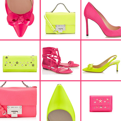 「ジミー チュウ」心浮き立つネオンカラーのシューズ＆バッグ