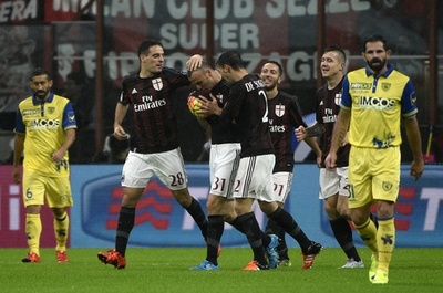 ミランがキエーボに勝利、アントネッリが決勝点