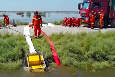中国の内蒙古自治区 冠水対策でロボット使用 1時間当たりの排水量は1000立方メートルに