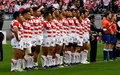 ラグビーテストマッチ、日本対ニュージーランド。試合前に整列する日本の選手（2018年11月3日撮影）。(c)Toshifumi KITAMURA/AFP