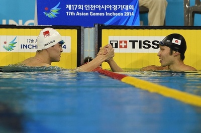 孫楊が男子400m自由形で優勝、萩野は銀 アジア大会
