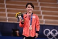 東京五輪、体操女子種目別ゆかで銅メダルを獲得した村上茉愛（2021年8月2日撮影）。(c)Jeff PACHOUD/ AFP