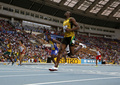 第14回世界陸上モスクワ大会（14th IAAF World Championships in Athletics Moscow）は10日、男子100メートル予選が行われ、ジャマイカのウサイン・ボルト（Usain Bolt）は予選第7組の1位となる10秒07で準決勝進出を果たした。

予選に臨むウサイン・ボルト（2013年8月10日撮影）。(c)AFP/FRANCK FIFE