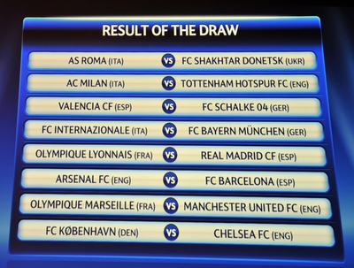 サッカー欧州CL、決勝T1回戦組み合わせ決まる