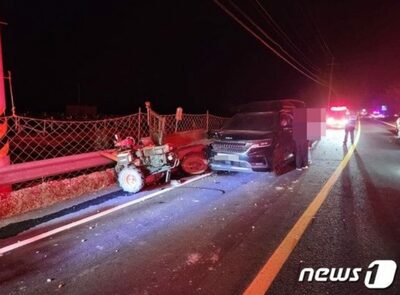 韓流俳優の乗用車が耕運機に衝突…1人死亡、2人重軽傷