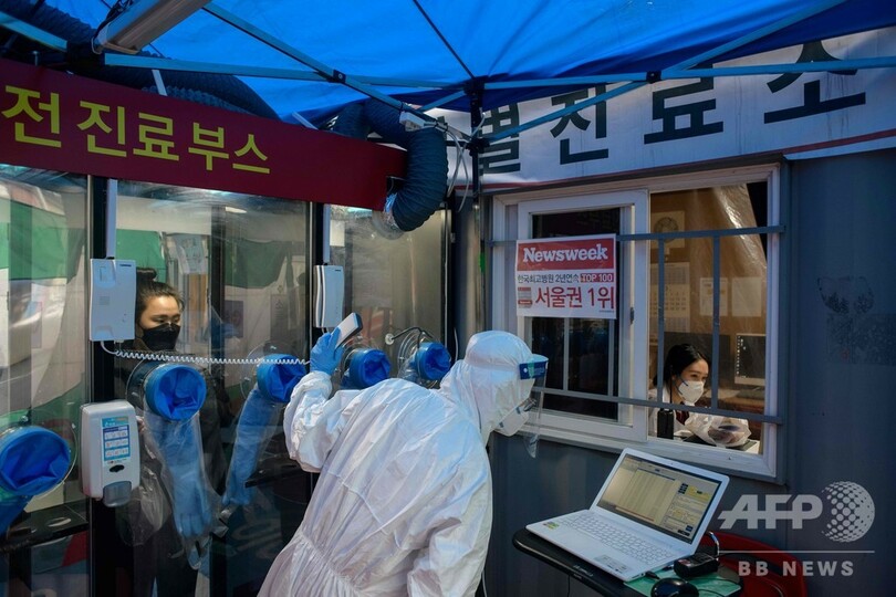 「消毒も楽々」電話ボックス風コロナ検査場、韓国が導入