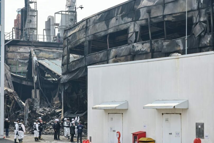 大規模火災で人的被害が出た韓国・大田市大徳区の自動車部品工場(c)news1/MONEYTODAY