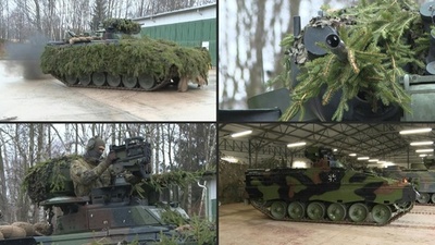 動画:ウクライナに供与する歩兵戦闘車の基地訪問 独国防相