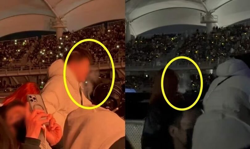 観客の間で堂々と電子たばこを吸う男女の姿が撮影された映像＝SNSより(c)news1