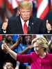 米大統領選の共和党候補、ドナルド・トランプ氏（上）と、民主党候補のヒラリー・クリントン氏。(c)AFP/EDUARDO MUNOZ ALVAREZ AND Jim WATSON