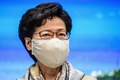 定例記者会見を行う香港政府トップの林鄭月娥行政長官（2020年6月30日撮影）。(c)Anthony WALLACE / AFP