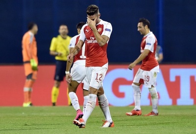 ジルー退場のアーセナル、ザグレブに敗れ黒星発進 欧州CL