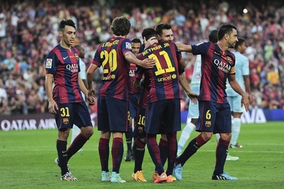 バルサ圧勝、メッシ通算400点超え ネイマールがハットトリック