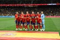 サッカー国際親善試合、スペイン対ブラジル。試合前の写真撮影に臨むスペインの選手（2024年3月26日撮影）。(c)Thomas COEX/ AFP
