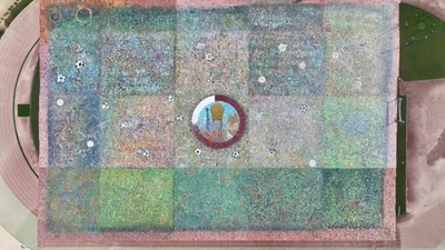 動画:W杯の軌跡描いた絵画 世界最大の絵としてギネス認定