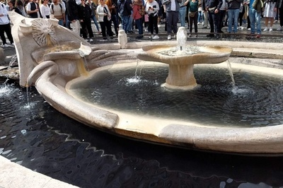 伊ローマの噴水、環境団体の抗議行動で黒い水に