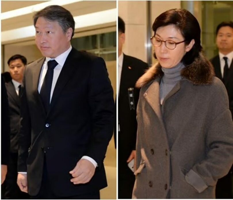韓国の大手財閥SKグループのチェ・テウォン会長と妻でアートセンター・ナビ館長のノ・ソヨン氏(c)news1