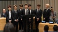 米ニューヨークの国連本部で演説する、韓国のヒップホップボーイズグループ「BTS（防弾少年団）」のメンバーら。国連提供（2018年9月24日撮影・公開）。(c)AFP PHOTO / UN/ Mark GARTEN