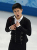 ソチ冬季五輪、フィギュアスケート男子シングル・フリースケーティング（FS）。演技に臨む閻涵（Yan Han、ハン・ヤン、2014年2月14日撮影）。(c)AFP/DAMIEN MEYER