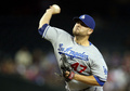 13MLBは19日、各地で試合が行われ、ロサンゼルス・ドジャース（Los Angeles Dodgers）は7-6でアリゾナ・ダイヤモンドバックス（Arizona Diamondbacks）を下し、プレーオフ進出一番乗りを果たした。

先発登板したドジャースのリッキー・ノラスコ（Ricky Nolasco、2013年9月19日撮影）。(c)AFP/Getty Images/Christian Petersen