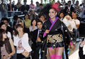 「ミス・ユニバース（Miss Universe）世界大会」に出場する日本代表、宮坂絵美里（Emiri Miyasaka）さんの壮行会が22日、都内で開催された。宮坂さんは世界大会で着用するナショナル・コスチューム姿で登場。最終選考会は8月23日にバハマで開催される（2009年7月22日撮影）。(c)AFP/Kazuhiro NOGI