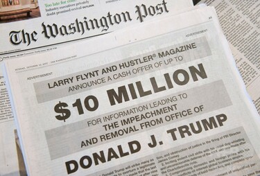 トランプ大統領「追放」ネタに賞金11億円、米男性誌創刊者が新聞広告