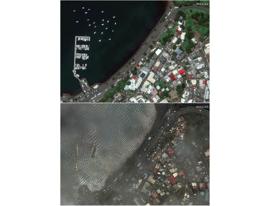 サイクロン直撃の仏マヨット島、衛星写真で被災前後を確認