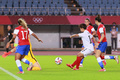 東京五輪、サッカー女子1次ラウンド・グループE、チリ対日本。ゴールを決める田中美南（右から3人目、2021年7月27日撮影）。(c)Kohei CHIBAHARA / AFP