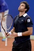 男子テニス、バルセロナ・オープン、シングルス決勝。天を仰ぐパブロ・アンドゥハル（2015年4月26日撮影）。(c)AFP/JOSEP LAGO