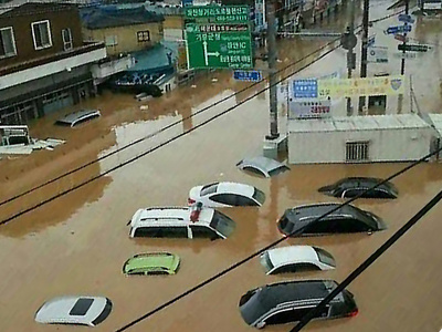 韓国南部で豪雨被害、5人死亡 5人不明