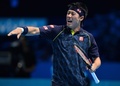 男子テニス、ATPワールドツアー・ファイナル5日目。試合に臨む錦織圭（2015年11月19日撮影）。(c)AFP/GLYN KIRK