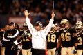 タッチダウンを合図するセインツのショーン・ペイトン（%%Sean Payton%%）ヘッドコーチ。(c)AFP/Getty Images Chris Graythen