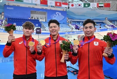 日本が男子チームスプリントで金、アジア大会